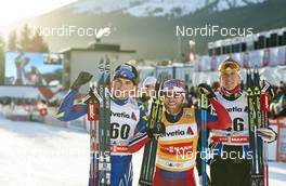 12.12.2015, Davos, Switzerland (SUI): Maurice Manificat (FRA), Martin Johnsrud Sundby (NOR), Anders Gloeersen (NOR), (l-r)  - FIS world cup cross-country, 30km men, Davos (SUI). www.nordicfocus.com. © Felgenhauer/NordicFocus. Every downloaded picture is fee-liable.