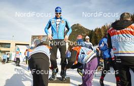 12.12.2015, Davos, Switzerland (SUI): Jean Marc Gaillard (FRA), gets his transponders  - FIS world cup cross-country, 30km men, Davos (SUI). www.nordicfocus.com. © Felgenhauer/NordicFocus. Every downloaded picture is fee-liable.