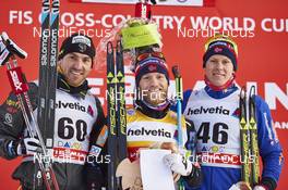 12.12.2015, Davos, Switzerland (SUI): Maurice Manificat (FRA), Martin Johnsrud Sundby (NOR), Anders Gloeersen (NOR), (l-r) - FIS world cup cross-country, 30km men, Davos (SUI). www.nordicfocus.com. © Felgenhauer/NordicFocus. Every downloaded picture is fee-liable.