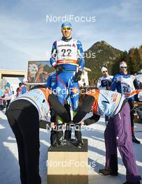 12.12.2015, Davos, Switzerland (SUI): Robin Duvillard (FRA), gets his transponders   - FIS world cup cross-country, 30km men, Davos (SUI). www.nordicfocus.com. © Felgenhauer/NordicFocus. Every downloaded picture is fee-liable.