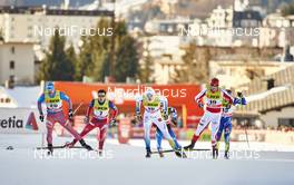13.12.2015, Davos, Switzerland (SUI): Nikolay Morilov (RUS), Finn Haagen Krogh (NOR), Johan Edin (SWE), Maciej Starega (POL), Renaud Jay (FRA), (l-r)  - FIS world cup cross-country, individual sprint, Davos (SUI). www.nordicfocus.com. © Felgenhauer/NordicFocus. Every downloaded picture is fee-liable.