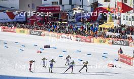 13.12.2015, Davos, Switzerland (SUI): a quarter final passes the stadium   - FIS world cup cross-country, individual sprint, Davos (SUI). www.nordicfocus.com. © Felgenhauer/NordicFocus. Every downloaded picture is fee-liable.