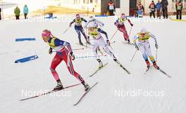 13.12.2015, Davos, Switzerland (SUI): Kathrine Rolsted Harsem (NOR), Sophie Caldwell (USA), Hanna Falk (SWE), (l-r)  - FIS world cup cross-country, individual sprint, Davos (SUI). www.nordicfocus.com. © Felgenhauer/NordicFocus. Every downloaded picture is fee-liable.