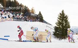 13.12.2015, Davos, Switzerland (SUI): Astrid Uhrenholdt Jacobsen (NOR), Stina Nilsson (SWE), Hanna Falk (SWE), Kathrine Rolsted Harsem (NOR), Sophie Caldwell (USA), (l-r)  - FIS world cup cross-country, individual sprint, Davos (SUI). www.nordicfocus.com. © Felgenhauer/NordicFocus. Every downloaded picture is fee-liable.