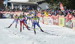 13.12.2015, Davos, Switzerland (SUI): Haavard Solaas Taugboel (NOR), Renaud Jay (FRA), Baptiste Gros (FRA), (l-r)  - FIS world cup cross-country, individual sprint, Davos (SUI). www.nordicfocus.com. © Felgenhauer/NordicFocus. Every downloaded picture is fee-liable.
