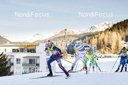 13.12.2015, Davos, Switzerland (SUI): Jessica Diggins (USA), Stina Nilsson (SWE), Vesna Fabjan (SLO), Krista Parmakoski (FIN), (l-r)  - FIS world cup cross-country, individual sprint, Davos (SUI). www.nordicfocus.com. © Felgenhauer/NordicFocus. Every downloaded picture is fee-liable.