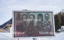 11.12.2015, Davos, Switzerland (SUI): video wall with Thoms Zipfl drawing   - FIS world cup cross-country, training, Davos (SUI). www.nordicfocus.com. © Felgenhauer/NordicFocus. Every downloaded picture is fee-liable.