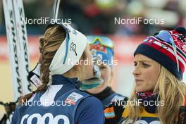 20.12.2015, Toblach, Italy (ITA): Ingvild Flugstad Oestberg (NOR), Therese Johaug (NOR), (l-r)  - FIS world cup cross-country, 10km women, Toblach (ITA). www.nordicfocus.com. © Modica/NordicFocus. Every downloaded picture is fee-liable.
