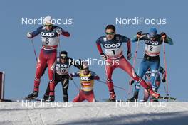 19.12.2015, Toblach, Italy (ITA): Haavard Solaas Taugboel (NOR), Finn Haagen Krogh (NOR), Martti Jylhae (FIN), (l-r)  - FIS world cup cross-country, individual sprint, Toblach (ITA). www.nordicfocus.com. © Modica/NordicFocus. Every downloaded picture is fee-liable.