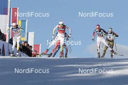 19.12.2015, Toblach, Italy (ITA): Ida Ingemarsdotter (SWE), Stina Nilsson (SWE), Ida Sargent (USA), Sandra Ringwald (GER), (l-r)  - FIS world cup cross-country, individual sprint, Toblach (ITA). www.nordicfocus.com. © Modica/NordicFocus. Every downloaded picture is fee-liable.