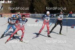 19.12.2015, Toblach, Italy (ITA): Martti Jylhae (FIN), Finn Haagen Krogh (NOR), Haavard Solaas Taugboel (NOR), Dario Cologna (SUI), (l-r)  - FIS world cup cross-country, individual sprint, Toblach (ITA). www.nordicfocus.com. © Modica/NordicFocus. Every downloaded picture is fee-liable.