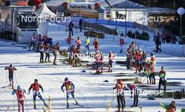 31.12.2015, Lenzerheide, Switzerland (SUI): crowded ski depot   - FIS world cup cross-country, tour de ski, training, Lenzerheide (SUI). www.nordicfocus.com. © Felgenhauer/NordicFocus. Every downloaded picture is fee-liable.