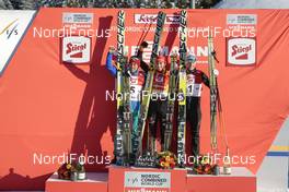 18.01.2015, Seefeld, Austria (AUT): Akito WATABE (JPN), Eric FRENZEL (GER), Haavard KLEMETSEN (NOR) - FIS world cup nordic combined, individual gundersen HS109/15km, Seefeld (AUT). www.nordicfocus.com. © Modica/NordicFocus. Every downloaded picture is fee-liable.