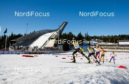 14.03.2015, Oslo, Norway (NOR): Francois Braud (FRA), Fischer, One Way followed by Maxime Laheurte (FRA), Fischer, Swix, One Way and Christoph Bieler (AUT), Madshus, Leki, Rottefella, Loeffler - FIS world cup nordic combined, individual gundersen HS134/10km, Oslo (NOR). www.nordicfocus.com. © Laiho/NordicFocus. Every downloaded picture is fee-liable.