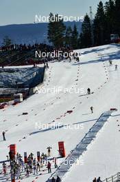 14.03.2015, Oslo, Norway (NOR): crowded Holmenkollen arena a the start - FIS world cup nordic combined, individual gundersen HS134/10km, Oslo (NOR). www.nordicfocus.com. © Felgenhauer/NordicFocus. Every downloaded picture is fee-liable.