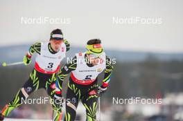 26.02.2015, Falun, Sweden (SWE): Jason Lamy Chappuis (FRA), Francois Braud (FRA), (l-r)  - FIS nordic world ski championships, nordic combined, individual gundersen HS134/10km, Falun (SWE). www.nordicfocus.com. © NordicFocus. Every downloaded picture is fee-liable.