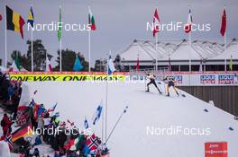 28.02.2015, Falun, Sweden (SWE): Jason Lamy-Chappuis (FRA), Johannes Rydzek (GER) - FIS nordic world ski championships, nordic combined, team sprint HS134/2x7.5km, Falun (SWE). www.nordicfocus.com. © NordicFocus. Every downloaded picture is fee-liable.