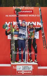 06.12.2015, Lillehammer, Norway (NOR): Fabian Riessle (GER), Magnus Krog (NOR), Lukas Klapfer (AUT), (l-r) - FIS world cup nordic combined, individual gundersen HS138/10km, Lillehammer (NOR). www.nordicfocus.com. © Felgenhauer/NordicFocus. Every downloaded picture is fee-liable.