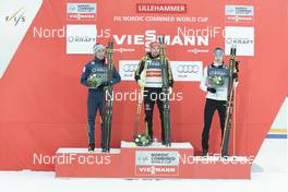 05.12.2015, Lillehammer, Norway (NOR): Akito Watabe (JPN), Fabian Riessle (GER), Ilkka Herola (FIN), (l-r) - FIS world cup nordic combined, individual gundersen HS138/10km, Lillehammer (NOR). www.nordicfocus.com. © Modica/NordicFocus. Every downloaded picture is fee-liable.