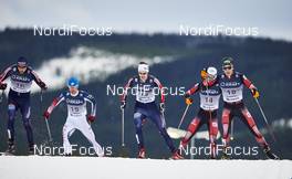 05.12.2015, Lillehammer, Norway (NOR): Magnus Moan (NOR), Bryan Fletcher (USA), Joergen Graabak (NOR), Lukas Klapfer (AUT), Philipp Orter (AUT), (l-r)  - FIS world cup nordic combined, individual gundersen HS138/10km, Lillehammer (NOR). www.nordicfocus.com. © Felgenhauer/NordicFocus. Every downloaded picture is fee-liable.
