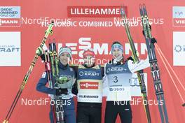 05.12.2015, Lillehammer, Norway (NOR): Akito Watabe (JPN), Fabian Riessle (GER), Ilkka Herola (FIN), (l-r) - FIS world cup nordic combined, individual gundersen HS138/10km, Lillehammer (NOR). www.nordicfocus.com. © Modica/NordicFocus. Every downloaded picture is fee-liable.