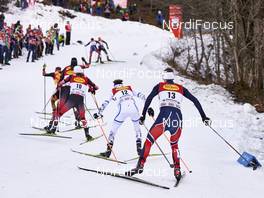 19.12.2015, Ramsau, Austria (AUT): Fabian Steindl (AUT), Ilkka Herola (FIN), Joergen Graabak (NOR), (l-r)  - FIS world cup nordic combined, individual gundersen HS96/10km, Ramsau (AUT). www.nordicfocus.com. © Felgenhauer/NordicFocus. Every downloaded picture is fee-liable.