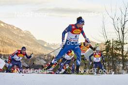 19.12.2015, Ramsau, Austria (AUT): Haavard Klemetsen (NOR), Tomas Portyk (CZE), Fabian Riessle (GER), Samuel Costa (ITA), (l-r)  - FIS world cup nordic combined, individual gundersen HS96/10km, Ramsau (AUT). www.nordicfocus.com. © Felgenhauer/NordicFocus. Every downloaded picture is fee-liable.