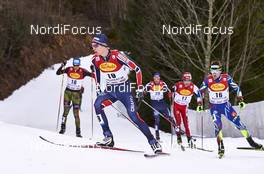 19.12.2015, Ramsau, Austria (AUT): Tino Edelmann (GER), Magnus Krog (NOR), Magnus Hovdal Moan (NOR), Yoshito Watabe (JPN), Francois Braud (FRA), (l-r)  - FIS world cup nordic combined, individual gundersen HS96/10km, Ramsau (AUT). www.nordicfocus.com. © Felgenhauer/NordicFocus. Every downloaded picture is fee-liable.