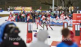 19.12.2015, Ramsau, Austria (AUT): Akito Watabe (JPN), Eric Frenzel (GER), Jarl Magnus Riiber (NOR), (l-r),   - FIS world cup nordic combined, individual gundersen HS96/10km, Ramsau (AUT). www.nordicfocus.com. © Felgenhauer/NordicFocus. Every downloaded picture is fee-liable.