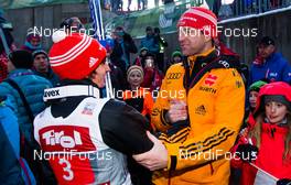 04.01.2015, Innsbruck, Austria (AUT): (l-r) Richard Freitag (GER) and  Werner Schuster (AUT), the trainer of team Germany - FIS world cup ski jumping, four hills tournament, individual HS130, Innsbruck (AUT). www.nordicfocus.com. © Laiho/NordicFocus. Every downloaded picture is fee-liable.
