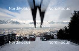 04.01.2015, Innsbruck, Austria (AUT): a jumper at the take off - FIS world cup ski jumping, four hills tournament, individual HS130, qualification, Innsbruck (AUT). www.nordicfocus.com. © Laiho/NordicFocus. Every downloaded picture is fee-liable.