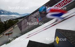 04.01.2015, Innsbruck, Austria (AUT): a jumper in the inrun - FIS world cup ski jumping, four hills tournament, individual HS130, Innsbruck (AUT). www.nordicfocus.com. © Laiho/NordicFocus. Every downloaded picture is fee-liable.