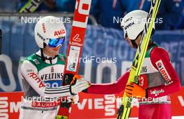 06.01.2015, Bischofshofen, Austria (AUT): (l-r) Marinus Kraus (GER), Loeffler and Kamil Stoch (POL), Fischer - FIS world cup ski jumping, four hills tournament, individual HS140, Bischofshofen (AUT). www.nordicfocus.com. © Laiho/NordicFocus. Every downloaded picture is fee-liable.