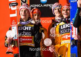 31.01.2015, Willingen, Germany (GER): (l-r) Marinus Kraus (GER), Loeffler, Markus Eisenbichler (GER), Severin Freund (GER), Fischer and Richard Freitag (GER) - FIS world cup ski jumping, team HS145, Willingen (GER). www.nordicfocus.com. © Laiho/NordicFocus. Every downloaded picture is fee-liable.