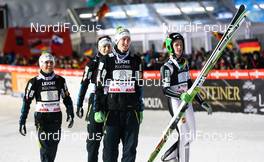 31.01.2015, Willingen, Germany (GER): (l-r) Jernej Damjan (SLO), Jurij Tepes (SLO), Nejc Dezman (SLO) and Peter Prevc (SLO) - FIS world cup ski jumping, team HS145, Willingen (GER). www.nordicfocus.com. © Laiho/NordicFocus. Every downloaded picture is fee-liable.