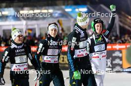 31.01.2015, Willingen, Germany (GER): (l-r) Jernej Damjan (SLO), Jurij Tepes (SLO), Nejc Dezman (SLO) and Peter Prevc (SLO) - FIS world cup ski jumping, team HS145, Willingen (GER). www.nordicfocus.com. © Laiho/NordicFocus. Every downloaded picture is fee-liable.
