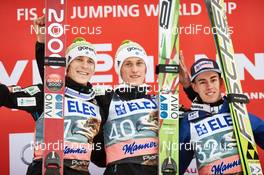 20.03.2015, Planica, Slovenia (SLO): Jurij Tepes (SLO), Peter Prevc (SLO), Stefan Kraft (AUT), (l-r) - FIS world cup ski jumping, individual HS215, Planica (SLO). www.nordicfocus.com. © Felgenhauer/NordicFocus. Every downloaded picture is fee-liable.