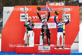 22.03.2015, Planica, Slovenia (SLO): Peter Prevc (SLO), Jurij Tepes (SLO), Rune Velta (NOR), (l-r) - FIS world cup ski jumping, individual HS215, Planica (SLO). www.nordicfocus.com. © Felgenhauer/NordicFocus. Every downloaded picture is fee-liable.