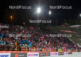 26.02.2015, Falun, Sweden (SWE): Spectators on the grand stand - FIS nordic world ski championships, ski jumping, individual HS134, Falun (SWE). www.nordicfocus.com. © NordicFocus. Every downloaded picture is fee-liable.