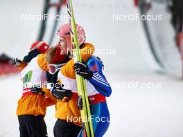 22.02.2015, Falun, Sweden (SWE): Katharina Althaus (GER), Severin Freund (GER), (l-r)  - FIS nordic world ski championships, ski jumping, mixed team HS100, Falun (SWE). www.nordicfocus.com. © NordicFocus. Every downloaded picture is fee-liable.