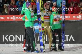 21.11.2015, Klingenthal, Germany (GER): Andreas Wellinger (GER) , Andreas Wank (GER) , Severin Freund (GER) , Richard Freitag (GER), (l-r) - FIS world cup ski jumping, team HS140, Klingenthal (GER). www.nordicfocus.com. © Domanski/NordicFocus. Every downloaded picture is fee-liable.