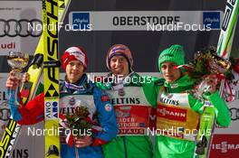 29.12.2015, Oberstdorf, Germany (GER): (l-r) Michael Hayboeck (AUT), Fischer, Severin Freund (GER), Fischer and Peter Prevc (SLO) - FIS world cup ski jumping, four hills tournament, individual HS137, Oberstdorf (GER). www.nordicfocus.com. © Laiho/NordicFocus. Every downloaded picture is fee-liable.