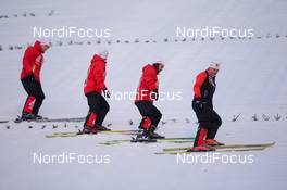 20.02.2015, Falun, Sweden (SWE): Volunteers prepare the outrun - FIS nordic world ski championships, ski jumping ladies, individual HS100, Falun (SWE). www.nordicfocus.com. © NordicFocus. Every downloaded picture is fee-liable.