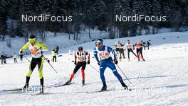 18.01.2015, Lienz, Austria (AUT): Petr Novak (CZE), Adrien Mougel (FRA), Dusan Kozisek (CZE), (l-r) - FIS Marathon Cup Dolomitenlauf, Lienz (AUT). www.nordicfocus.com. © Felgenhauer/NordicFocus. Every downloaded picture is fee-liable.