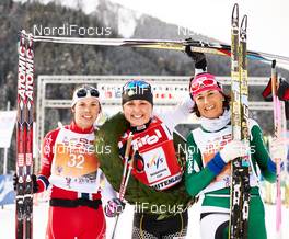 18.01.2015, Lienz, Austria (AUT): Aurelie Dabudyk (FRA), Holly Brooks (USA), Antonella Confortola (ITA), (l-r) - FIS Marathon Cup Dolomitenlauf, Lienz (AUT). www.nordicfocus.com. © Felgenhauer/NordicFocus. Every downloaded picture is fee-liable.
