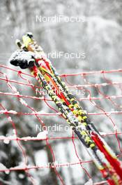 17.01.2015, Lienz, Austria (AUT): spare poles ready for the start - FIS Marathon Cup Dolomitenlauf Classic, Lienz (AUT). www.nordicfocus.com. © Felgenhauer/NordicFocus. Every downloaded picture is fee-liable.