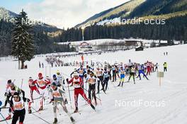 18.01.2015, Lienz, Austria (AUT): Petr Novak (CZE), Adrien Mougel (FRA), Michael Schnetzer (GER), (l-r) - FIS Marathon Cup Dolomitenlauf, Lienz (AUT). www.nordicfocus.com. © Felgenhauer/NordicFocus. Every downloaded picture is fee-liable.