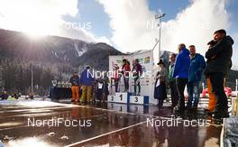 18.01.2015, Lienz, Austria (AUT): victory ceremony - FIS Marathon Cup Dolomitenlauf, Lienz (AUT). www.nordicfocus.com. © Felgenhauer/NordicFocus. Every downloaded picture is fee-liable.