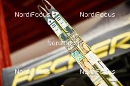 18.01.2015, Lienz, Austria (AUT): old stickers on a new ski - FIS Marathon Cup Dolomitenlauf, Lienz (AUT). www.nordicfocus.com. © Felgenhauer/NordicFocus. Every downloaded picture is fee-liable.
