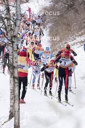 25.01.2015, Val di Fassa/Val di Fiemme, Italy (ITA): in front Joergen Aukland (NOR) - FIS Marathon Cup Marcialonga, Val di Fassa/Val di Fiemme (ITA). www.nordicfocus.com. © Oesth/NordicFocus. Every downloaded picture is fee-liable.